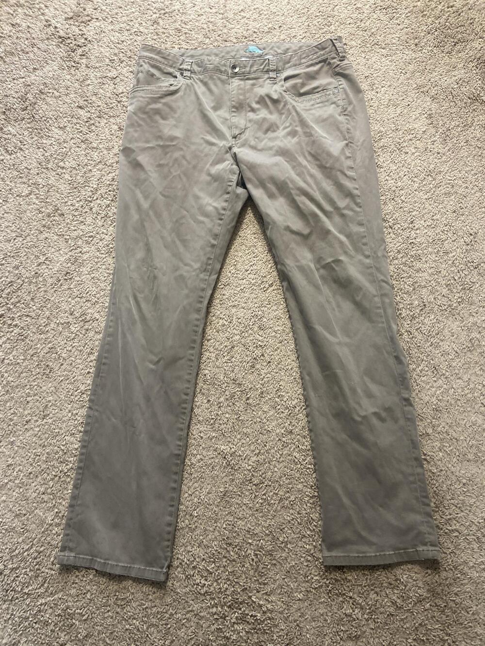 Tommy Bahama Pants Mens 38x34 Gray Chino Straight Leg 5 Pocket Casual Spring